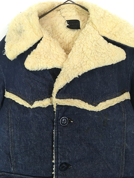 古着 70s Sears ROEBUCKS 濃紺 100%コットン デニム ボア ランチ