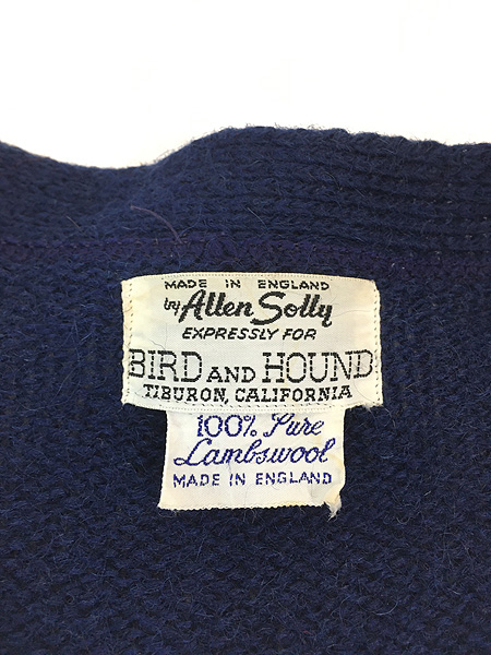 古着 70s 英国製 Allen Solly 変型 パチポケ ラム ウール ニット