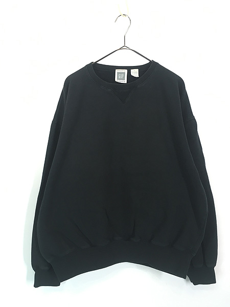古着 90s GAP 無地 ソリッド ブラック 前V スウェット トレーナー XL
