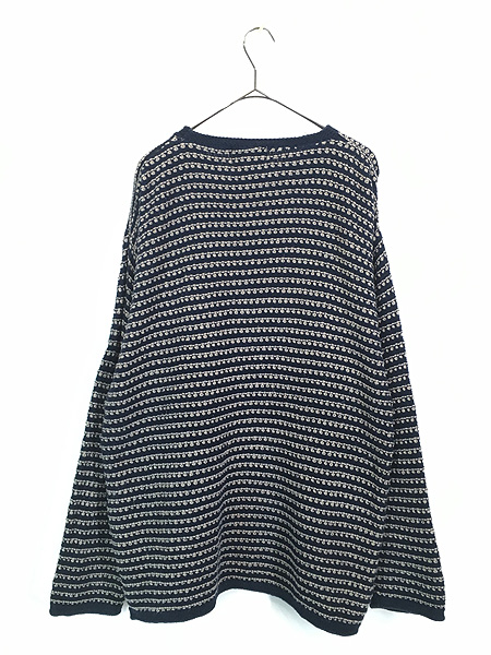 古着 90s USA製 Eddie Bauer ポップコーン ボーダー ローゲージ