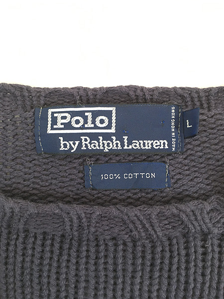 古着 90s Polo Ralph Lauren ポニーなし ソリッド コットン ニット