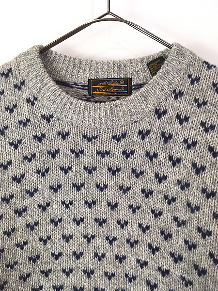 古着 80s Eddie Bauer バーズアイ 総柄 ローゲージ ヘビー ウール