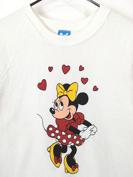 古着 80s USA製 Disney Minnie ミニー ハート スウェット トレーナー L