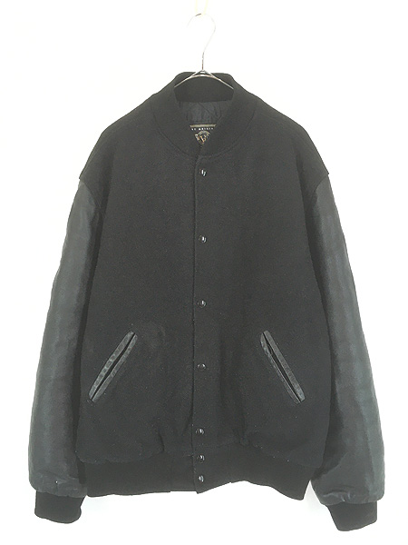 古着 00s USA製 Holloway 本革 レザー メルトン ウール スタジアム