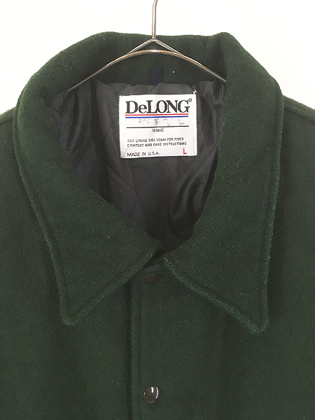 古着 80s USA製 DeLONG 本革 レザー メルトン ウール 襟付き