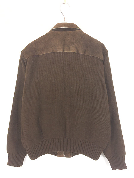 古着 80s Sweater Emporium ニット コンビ 本革 スエード レザー
