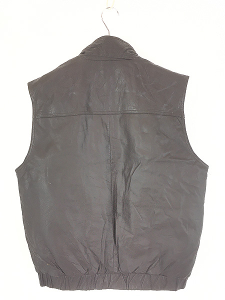古着 80s Eddie Bauer 本革 レザー ハイネック ダウン ベスト M - 古着