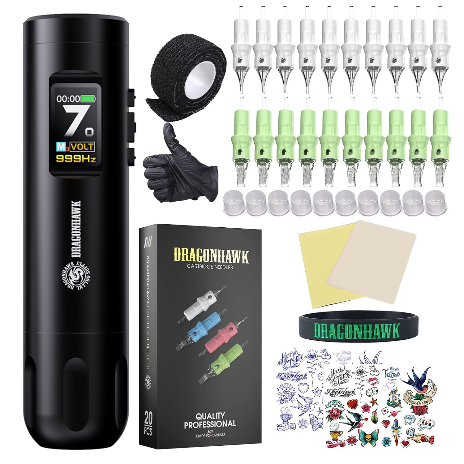 Tattoo Kit | Dragonhawk X7 Rotary Tattoo Machine Wireless