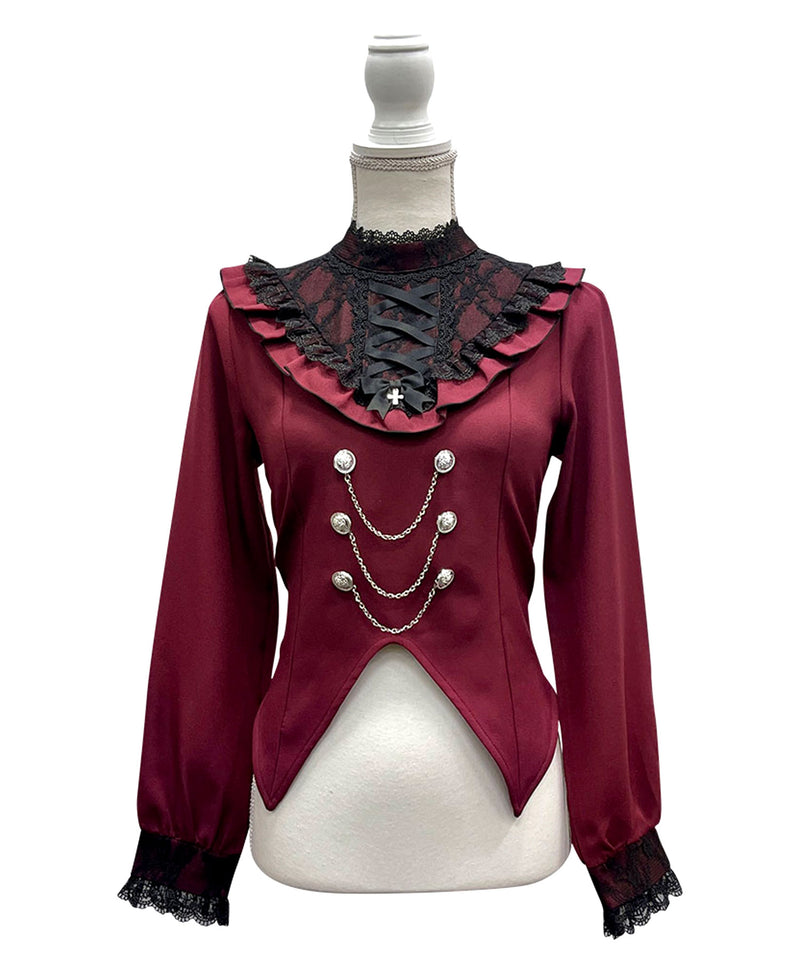 レースアップVヨークフリルブラウス – レディースファッション通販の夢