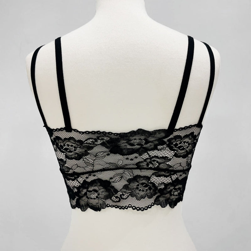 選べるデザインフロントクロスレースキャミブラトップトップス【ギャル