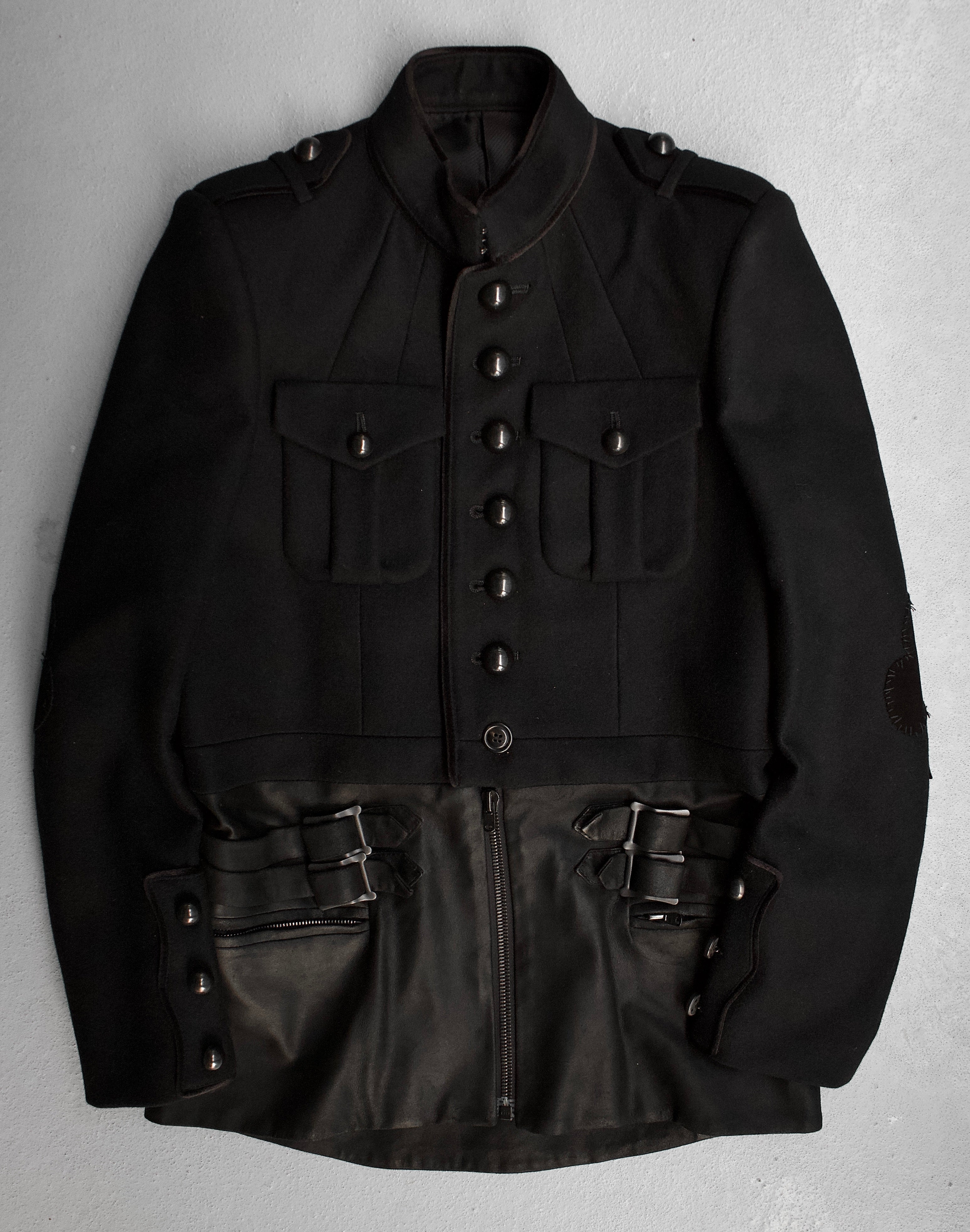 Number (N)ine AW06 “NOIR” Hybrid Blistered Leather Wool Napoleon
