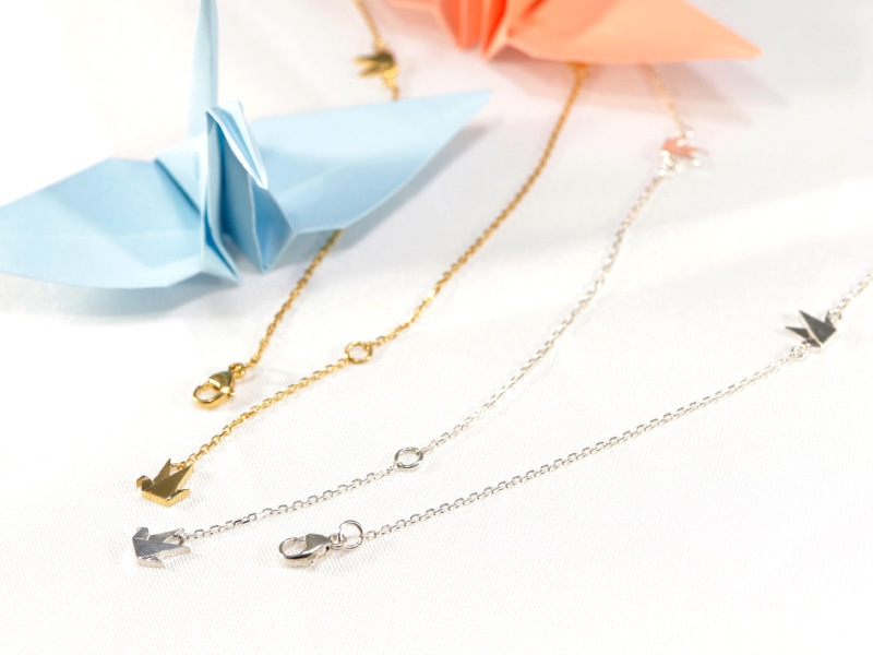 せりのりか　アイシー　ポスター6枚　煌めきネックレス　おまけ　セット EARTH Hiroshima>折り鶴ジュエリー ネックレス（シルバー）(シルバー