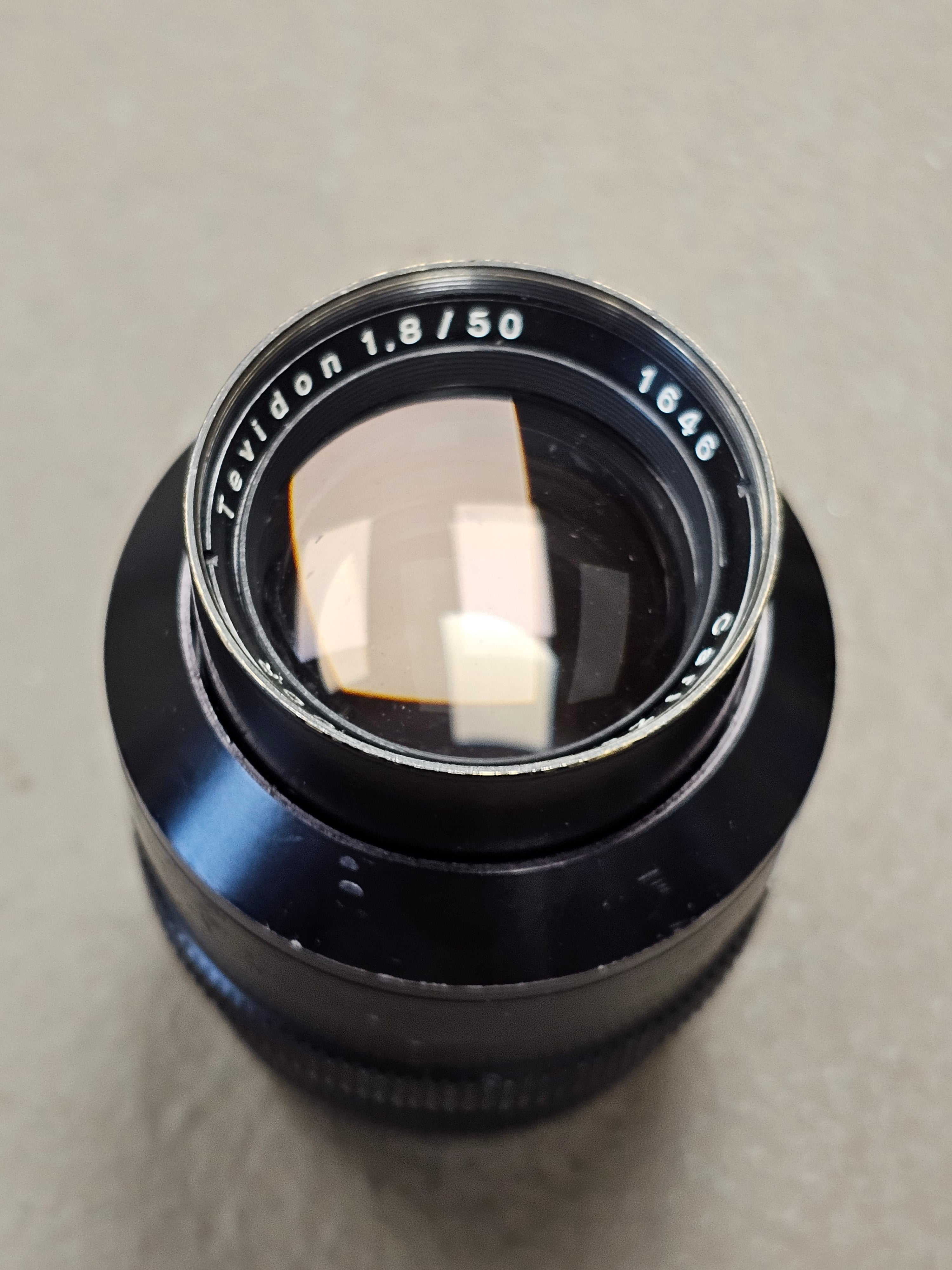Carl Zeiss Jena DDR Tevidon 50mm f1.8 C-Mount Lens S# 1646 – Du