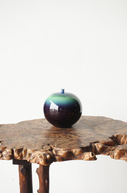 人間国宝 三代徳田正彦/八十吉 九谷彩釉壺 共箱 P348｜骨董店 のびる