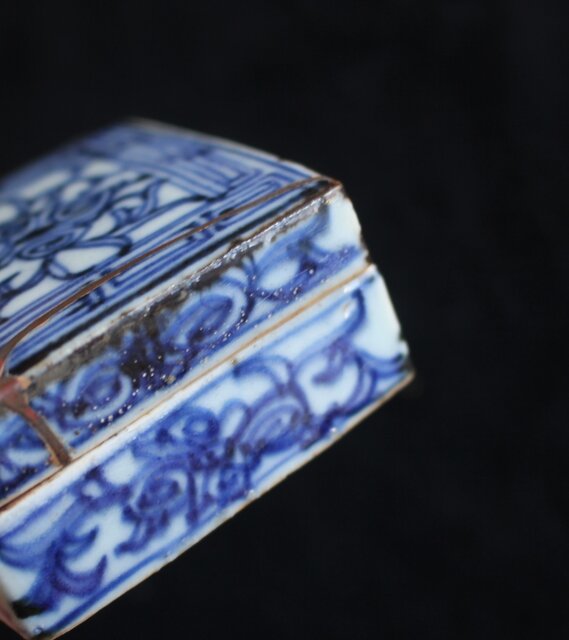 清朝期 新渡 染付 青花香合 P556｜骨董店 のびる 古美術 骨董 和風建具