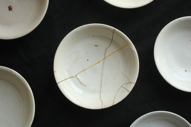 白呉須 白南京 呉須手皿 7枚1組 P633｜骨董店 のびる 古美術 骨董 和風