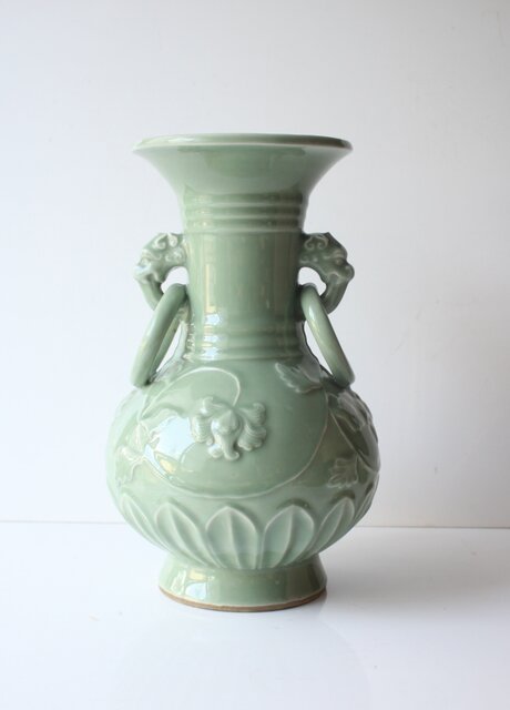 清風与平 二環龍耳 秘色窯花瓶 越州窯 青磁龍耳瓶 – Yue ware Vase