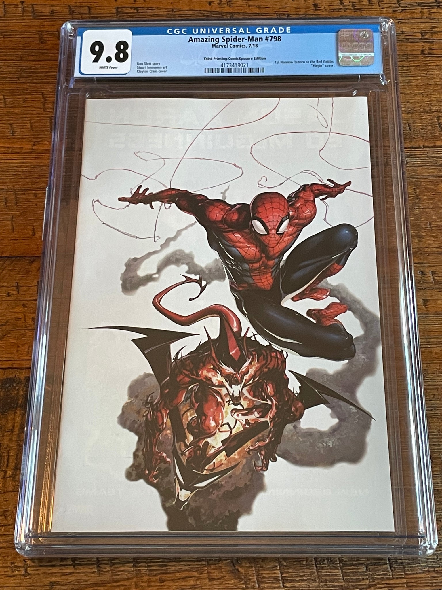 AMAZING SPIDER-MAN 798 CGC 9.8 CLAYTON CRAIN WHITE VIRGIN VARIANT