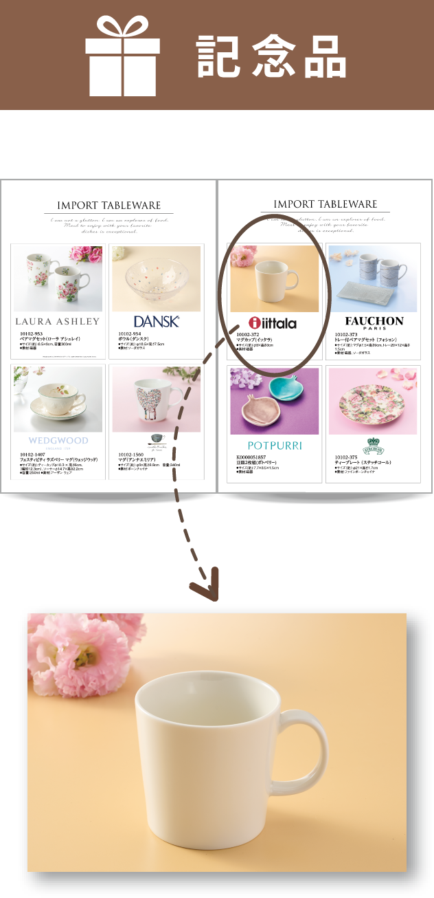 結婚内祝いのギフト（内祝い専用ハンディセレクト プラチナ）で3品