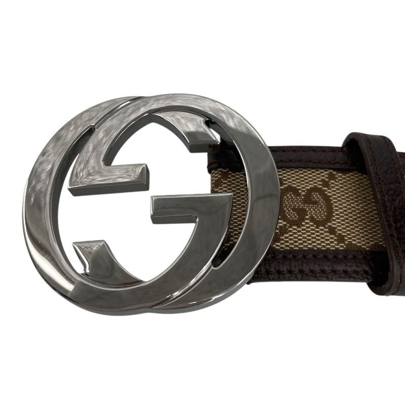 グッチ GUCCI インターロッキングG ベルト 80cm 114876 ブラウン×SV