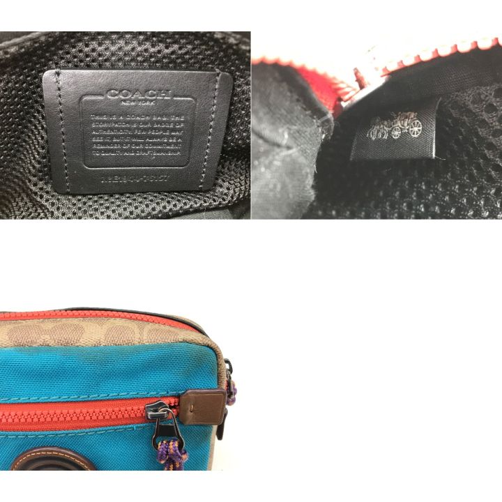 COACH コーチ ウエストポーチ シグネチャー 76157 ブルー×ベージュ