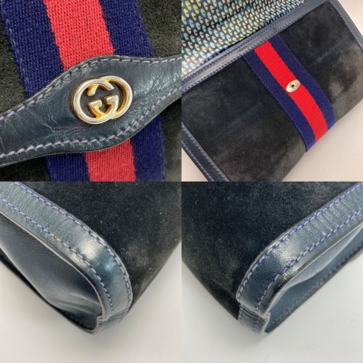 GUCCI グッチ オールドグッチ シェリーライン セカンドバッグ ネイビー