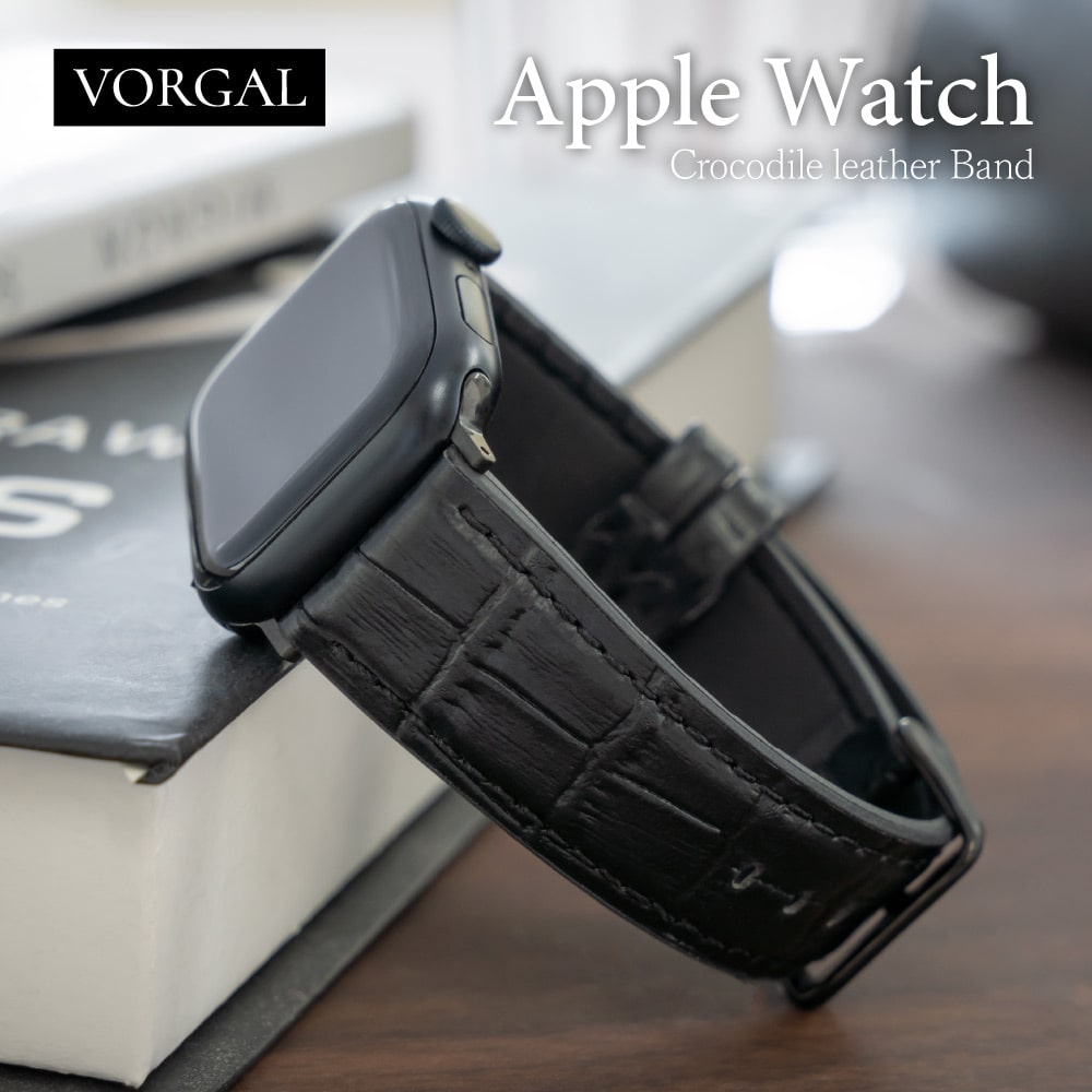 Apple Watch（38／40／41／42mm）用 クロコダイルレザーバンド