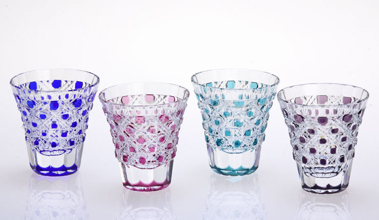 江戸切子 S007細ぐい呑み・八角籠目1個 | 江戸切子.jp