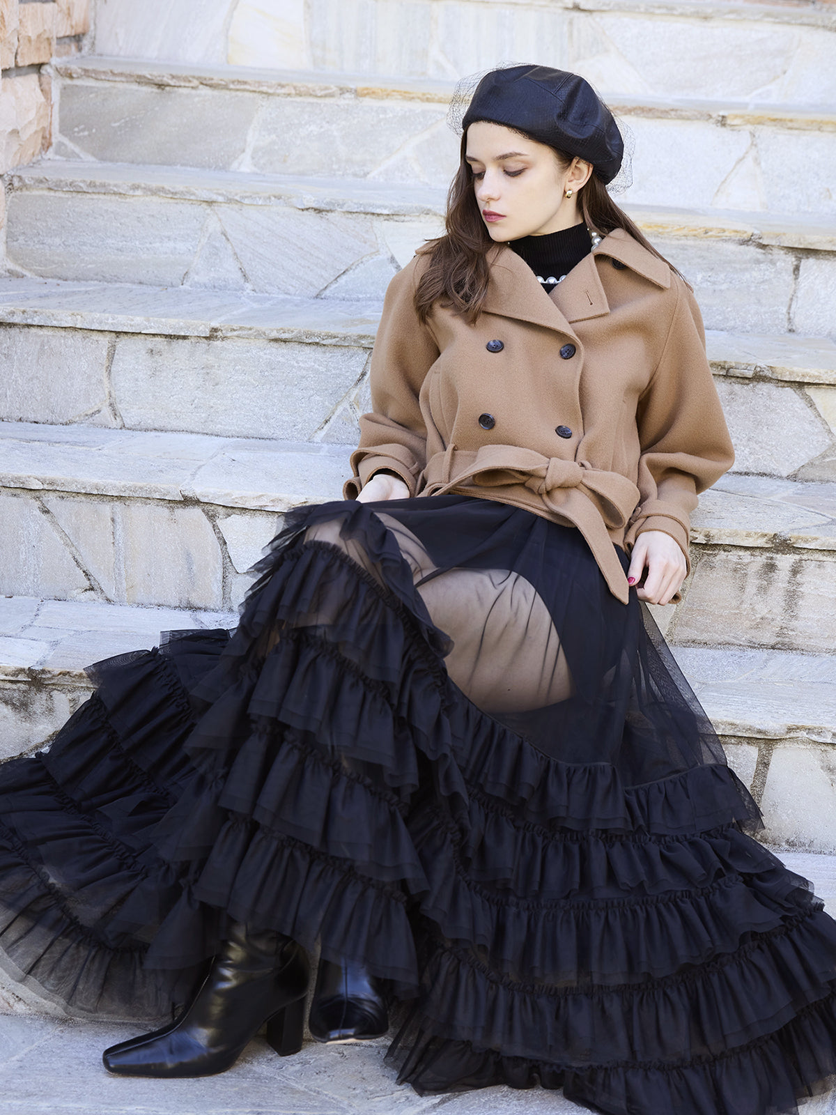 ウールショートトレンチコート