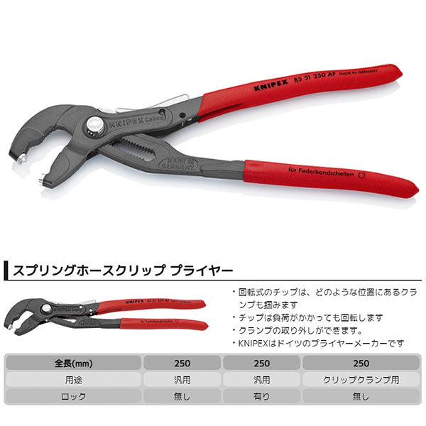 日本正規品 クニペックス スプリングホースクリッププライヤー(ロック