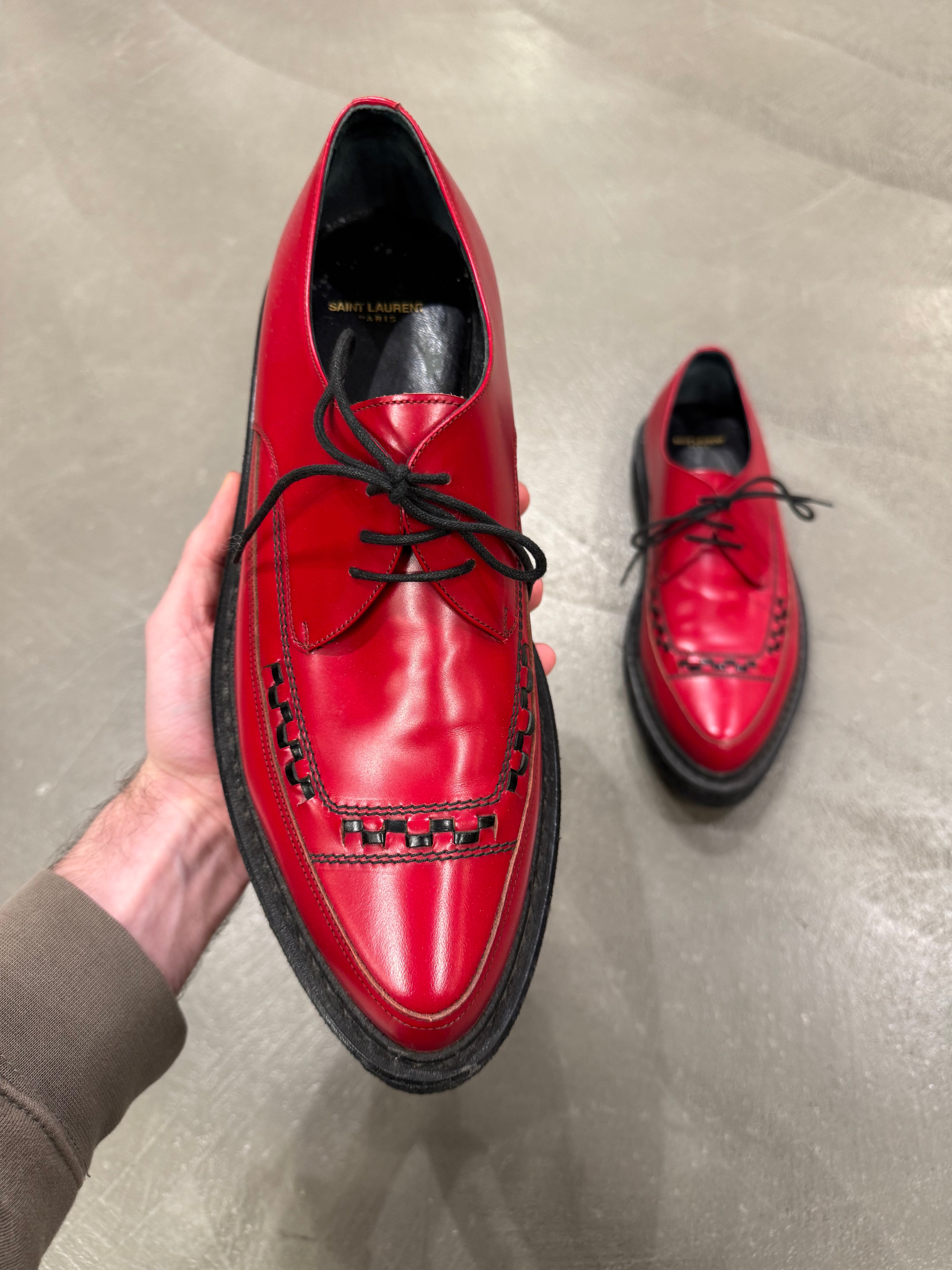 A/W2014 Saint Laurent by Hedi Slimane runway leather creepers derby sh