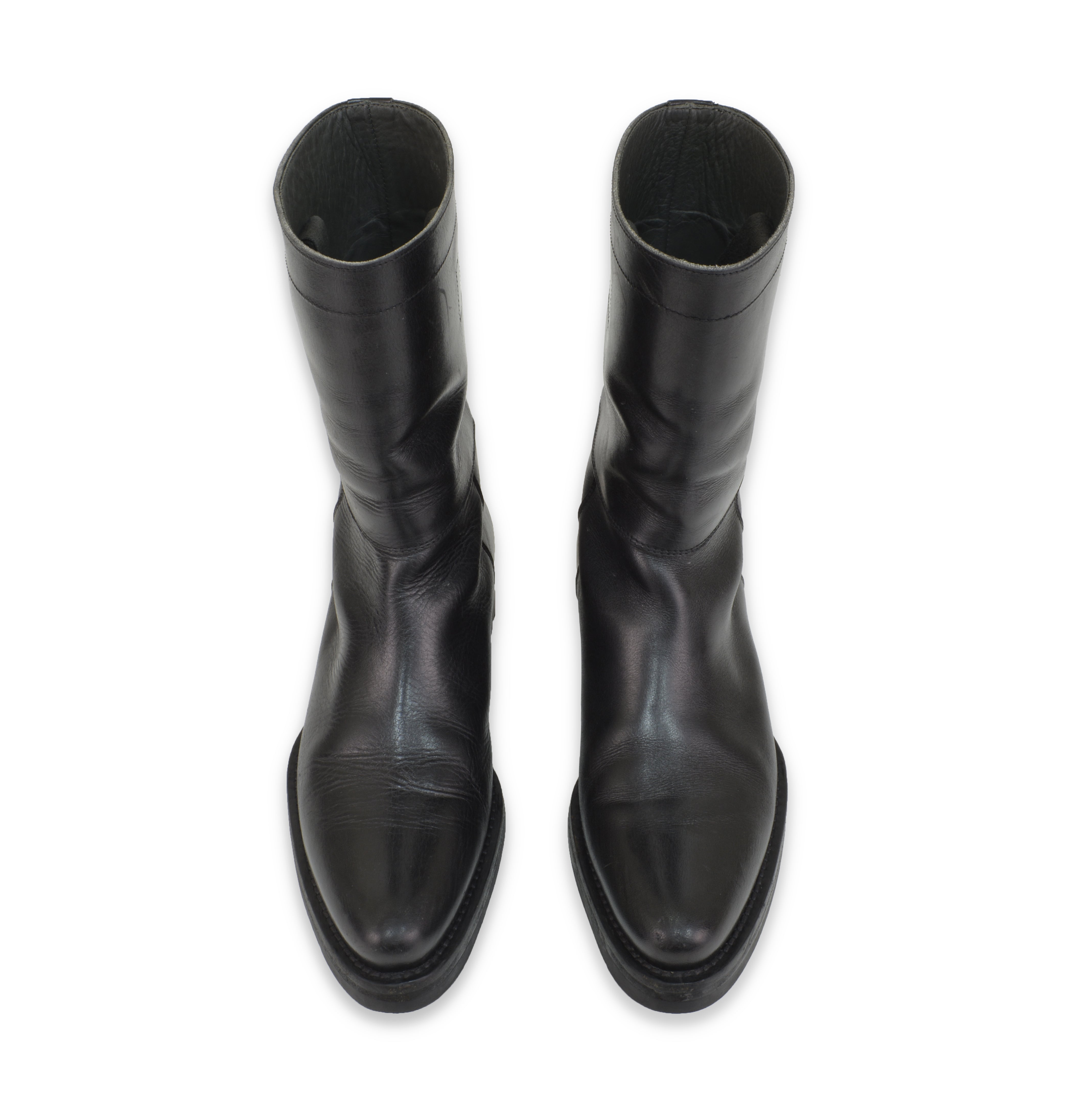 MIU MIU 2000s Point Toe Riding Boots with Tread Sole in Heavy