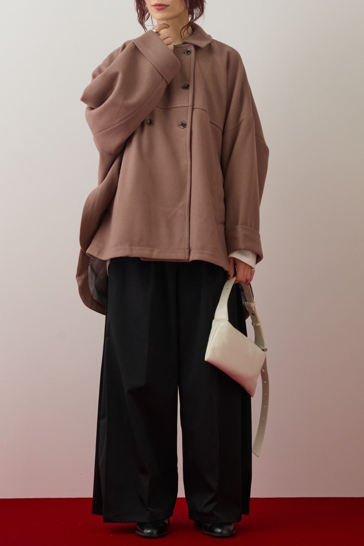 ウールライクメルトンポンチョコート/ブラウン – ESICA