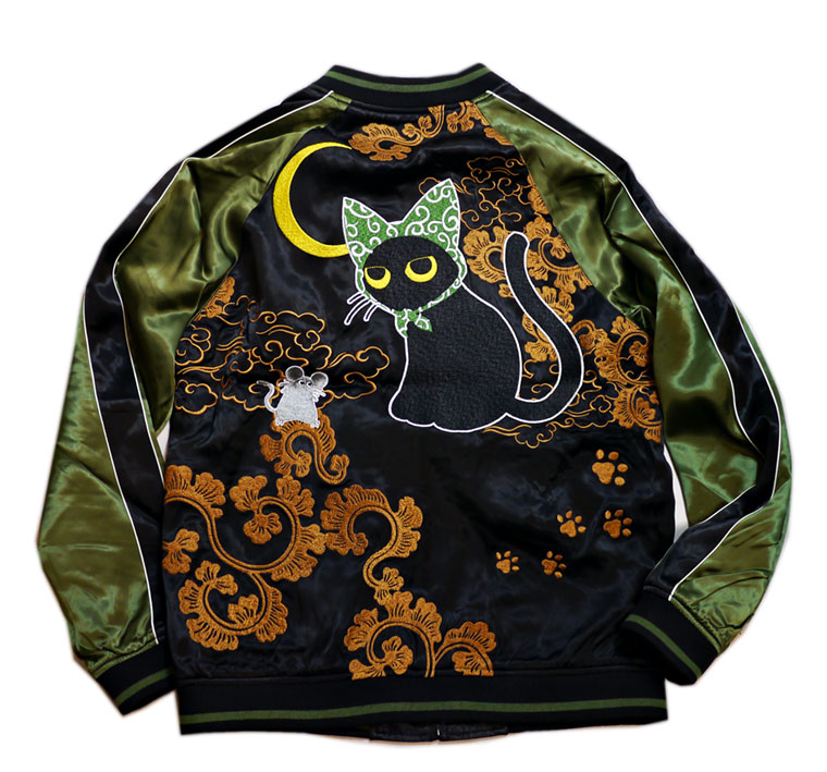 LIN (リン） [ Lamy and Earl ] どろぼ猫 刺繍 リバーシブルスカジャン