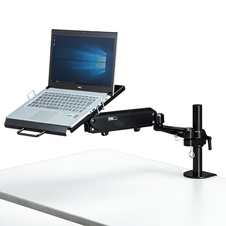 ノートパソコンアーム ガス圧 ポール式 ブラック 耐荷重3kg 100-NPC006