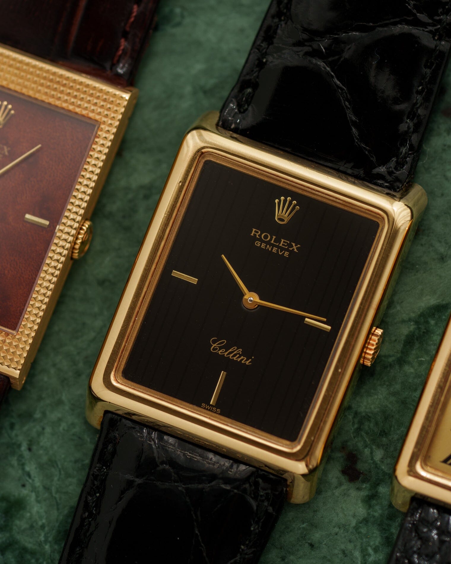 Rolex Cellini 4105 Rectangle YG Black Tapestry Dial | ARBITRO