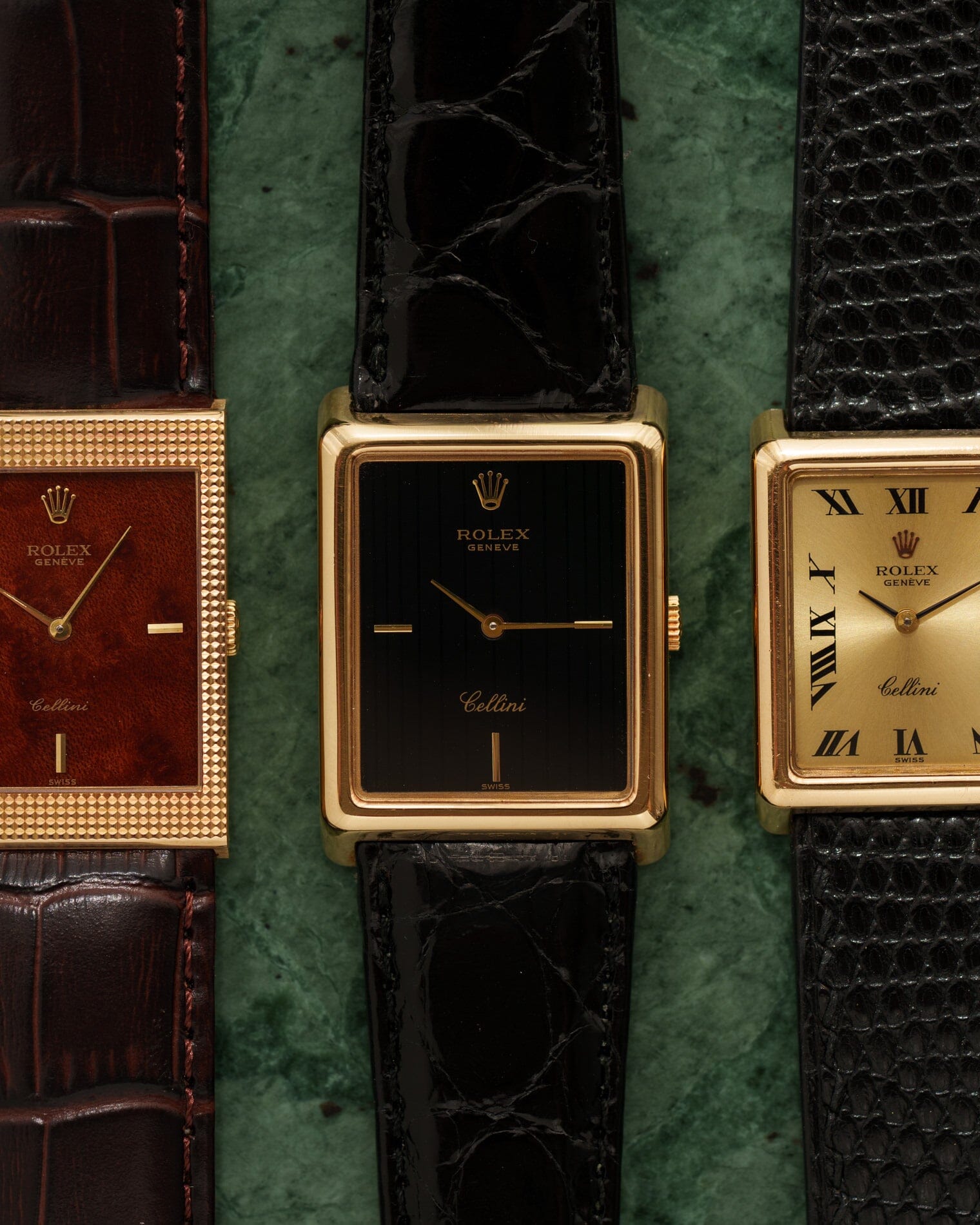 Rolex Cellini 4105 Rectangle YG Black Tapestry Dial | ARBITRO