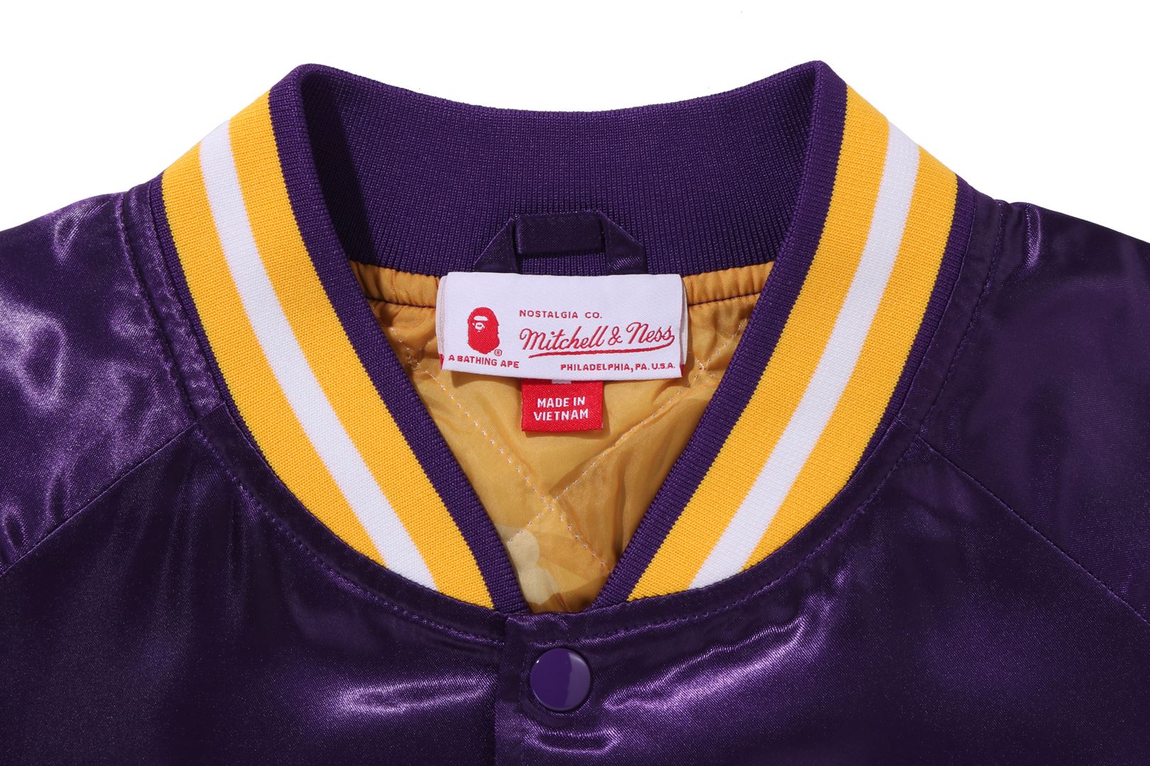 BAPE X M&N NBA - LOS ANGELES LAKERS SATIN JACKET – eu.bape.com