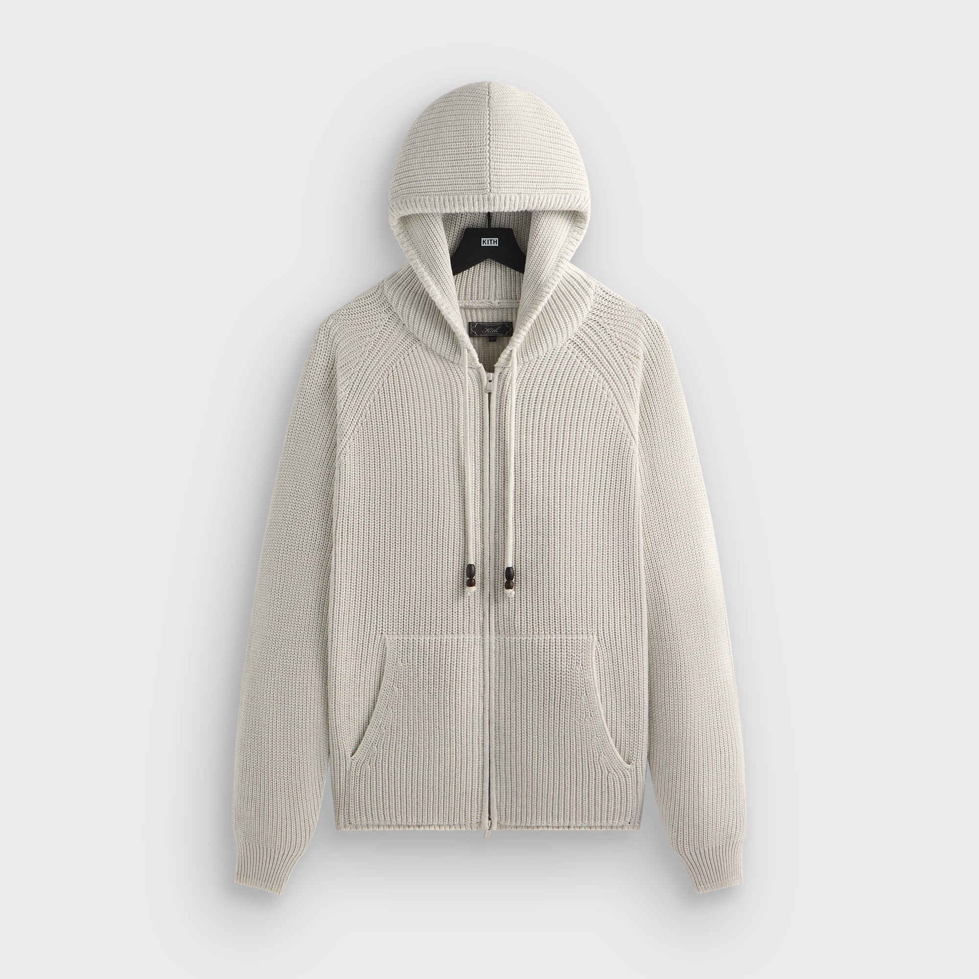 Kith Full Zip Miles Knit Hoodie - Light Heather Grey – Kith Europe