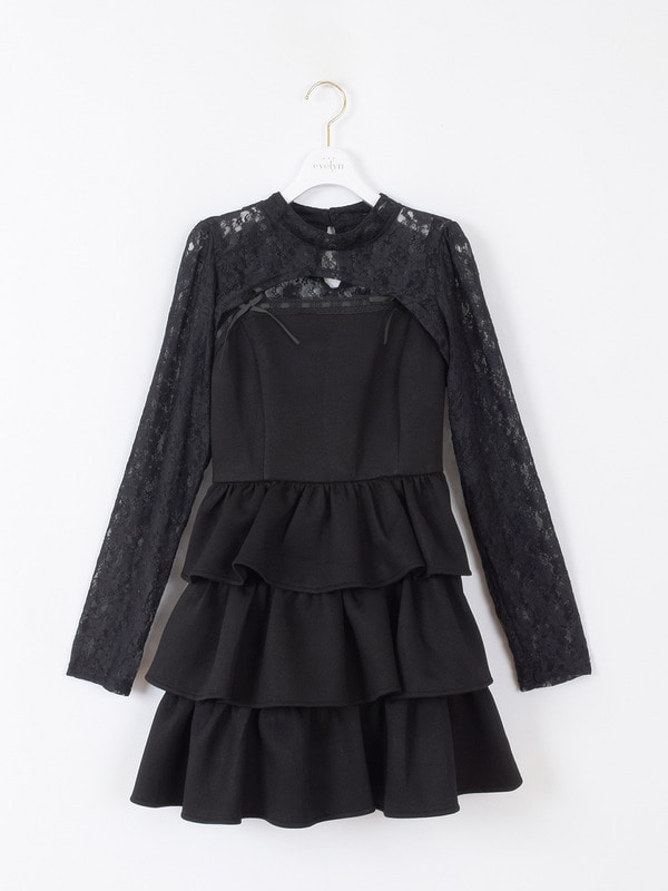 レース付きティアードミニワンピース｜evelyn（エブリン）公式通販サイト