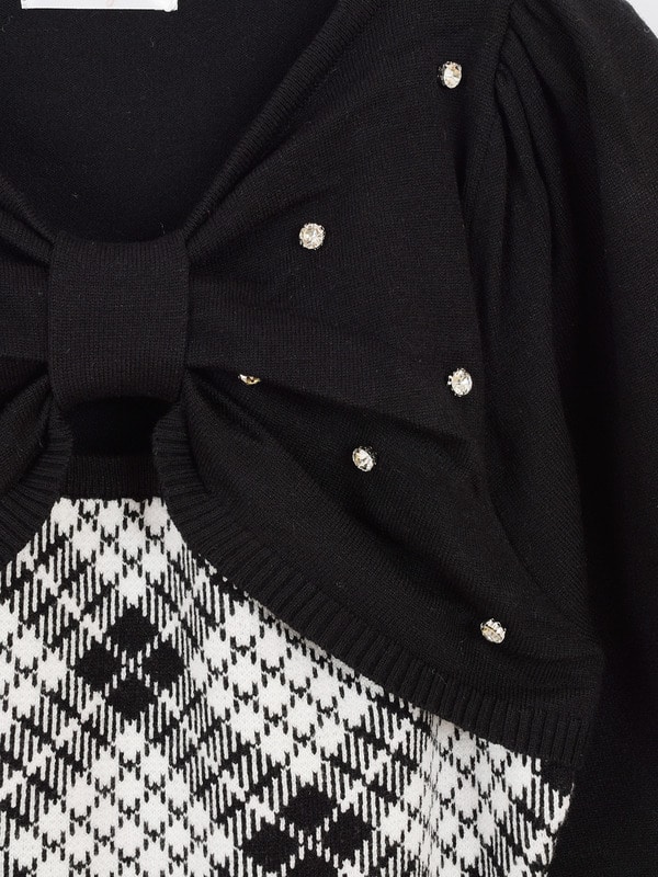 長袖チェックリボンニット｜evelyn（エブリン）公式通販サイト