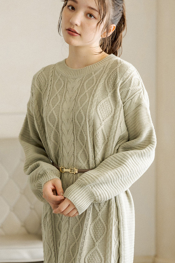 ベルト付ケーブルニットワンピース🧶 – FCPRESS