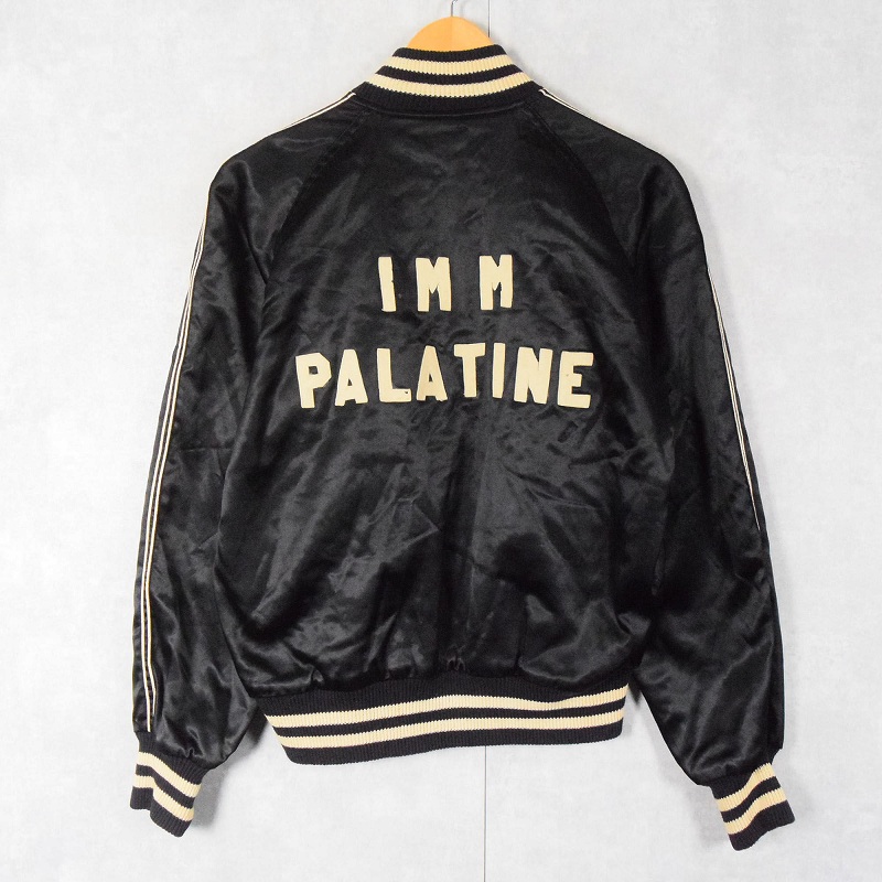 60s 60年代 ナイロン 黒 ブラック ジャケット フェルトワッペン付き