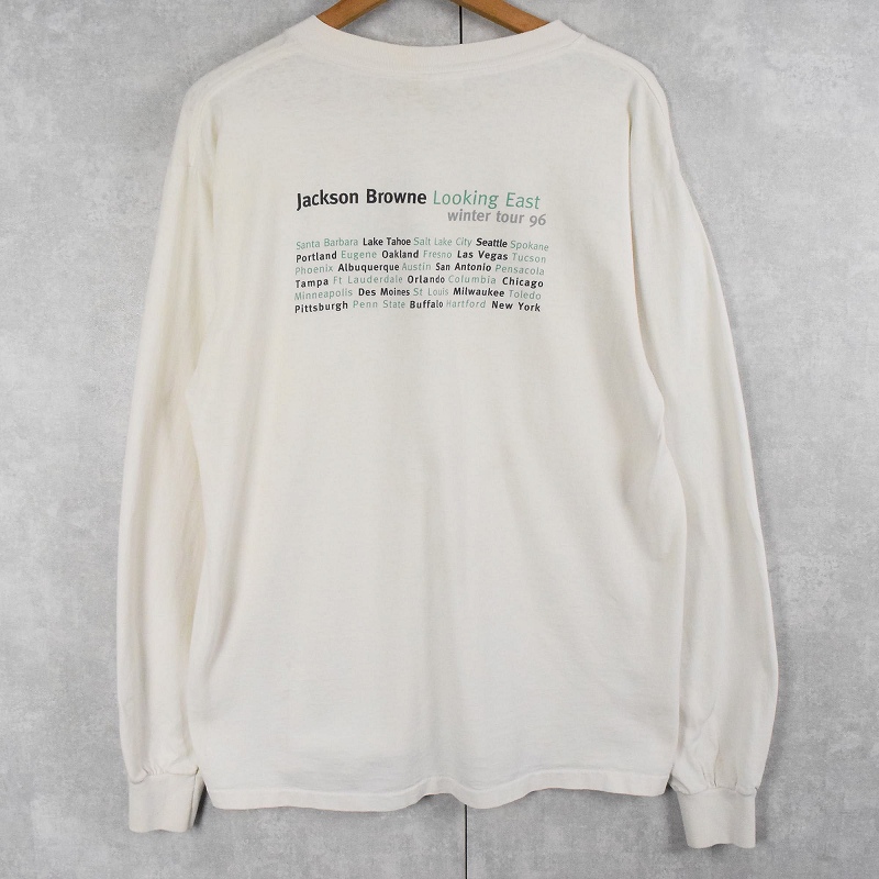 90s 90年代 ジャクソンブラウン 白 ホワイト 長袖Tシャツ 音楽