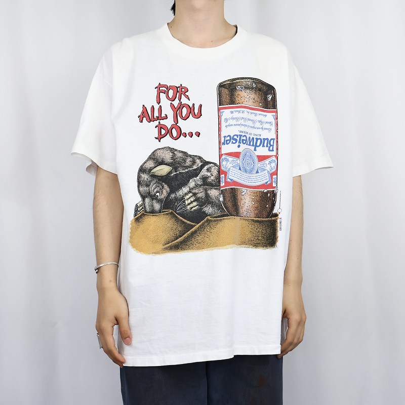 90s 90年代 バドワイザー 白 ホワイト アメリカ製 半袖 アルコール お