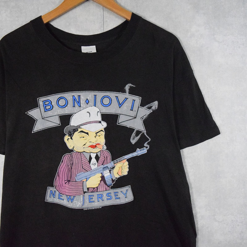 80年代 80s ボンジョビ 音楽 ミュージック バンT 黒 ブラック