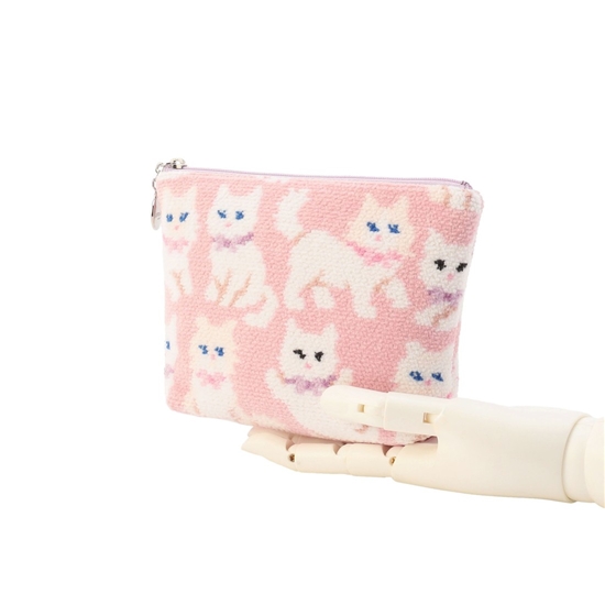 モフモフネコチャン 舟型ポーチM L/MNC-260282(ペールピンク