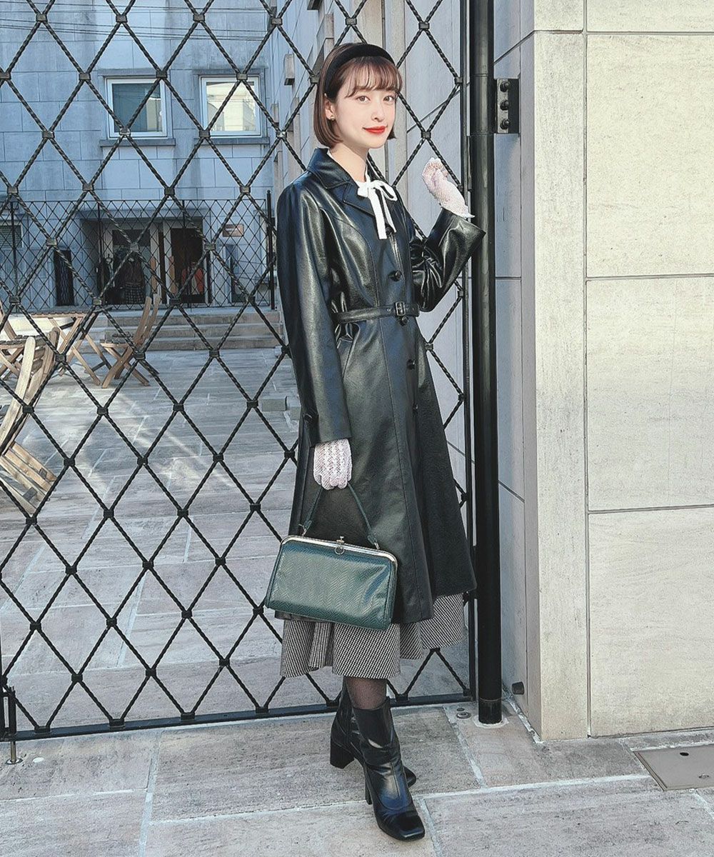 □フェイクレザー開衿コート/an another angelus [47BD03j003] | F