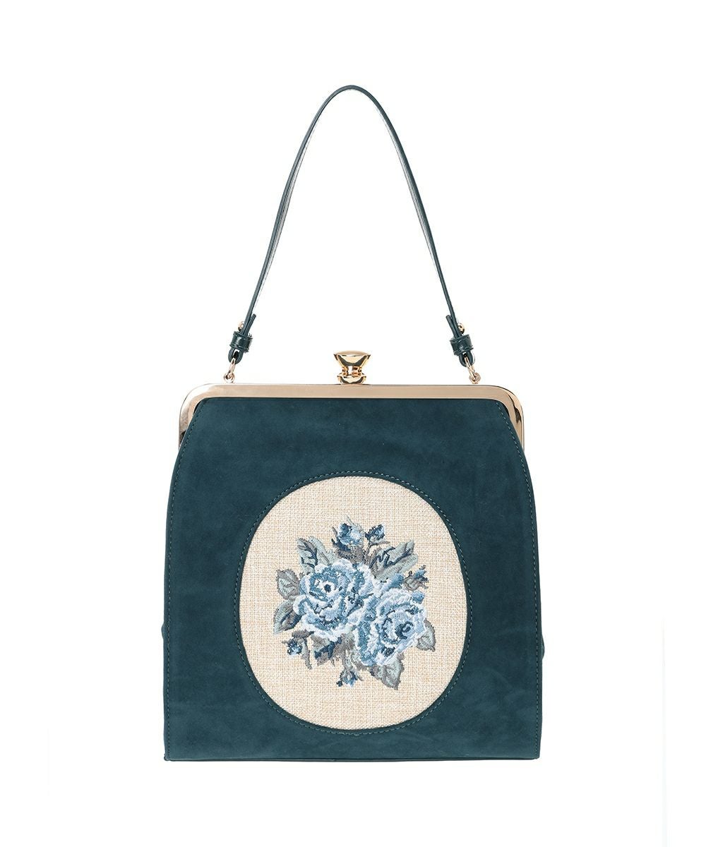 カメオローズ刺繍スクエアがま口バッグ/an another angelus