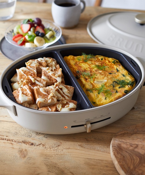 オーバルホットプレート ハーフプレート＋刻印ノブセット グレージュの